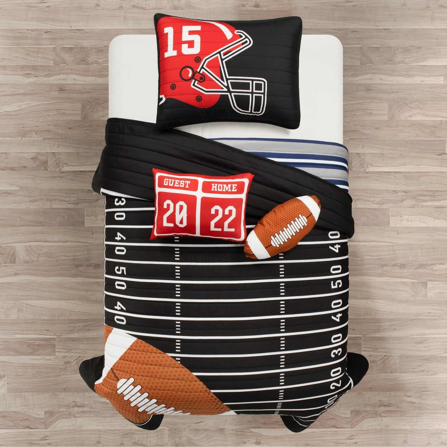 Lush Decor Drap de couette réversible pour enfant surdimensionné à motif de football américain