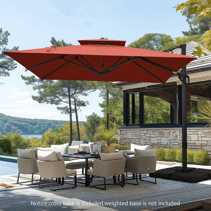 Parasol à bras articulé MAISON ARTS 12 FT, système hydraulique automatique, mât en aluminium, rotation à 360 degrés