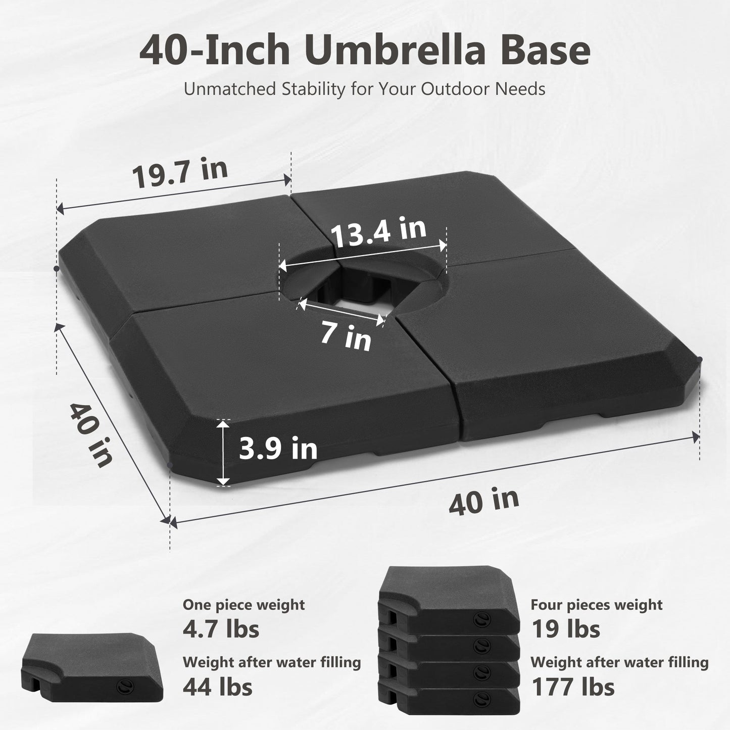 Parasol à bras articulé MAISON ARTS 12 FT, système hydraulique automatique, mât en aluminium, rotation à 360 degrés