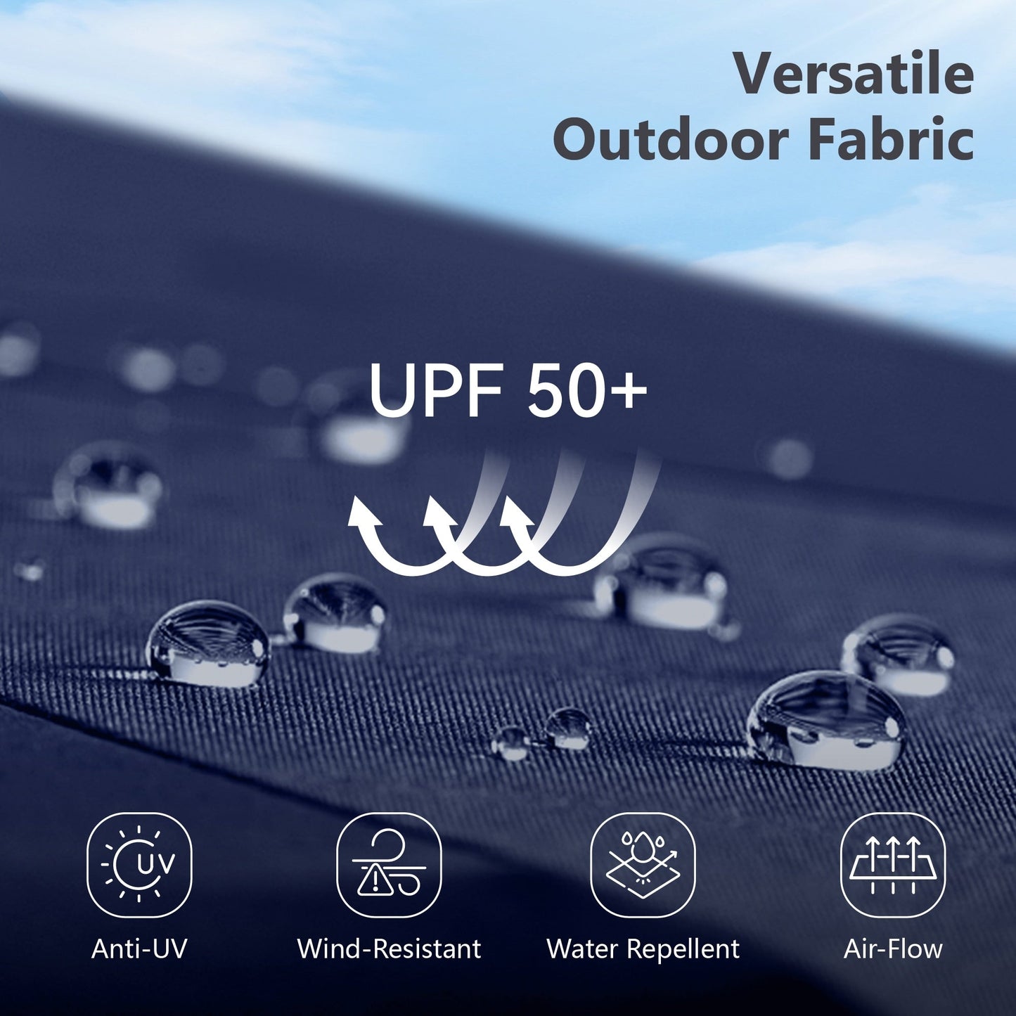 Parasol à bras articulé MAISON ARTS 12 FT, système hydraulique automatique, mât en aluminium, rotation à 360 degrés