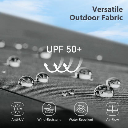 Parasol à bras articulé MAISON ARTS 12 FT, système hydraulique automatique, mât en aluminium, rotation à 360 degrés