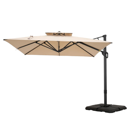 Parasol à bras articulé MAISON ARTS 12 FT, système hydraulique automatique, mât en aluminium, rotation à 360 degrés