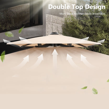 Parasol à bras articulé MAISON ARTS 12 FT, système hydraulique automatique, mât en aluminium, rotation à 360 degrés