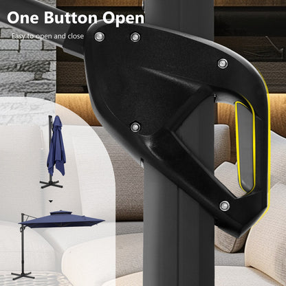 Parasol à bras articulé MAISON ARTS 12 FT, système hydraulique automatique, mât en aluminium, rotation à 360 degrés