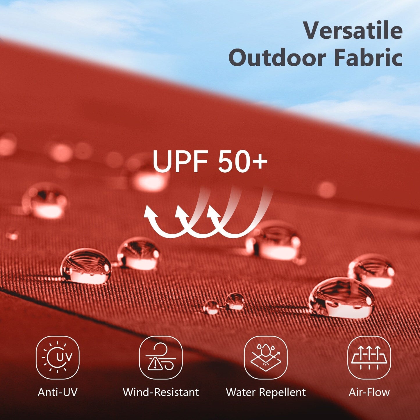 Parasol à bras articulé MAISON ARTS 12 FT, système hydraulique automatique, mât en aluminium, rotation à 360 degrés