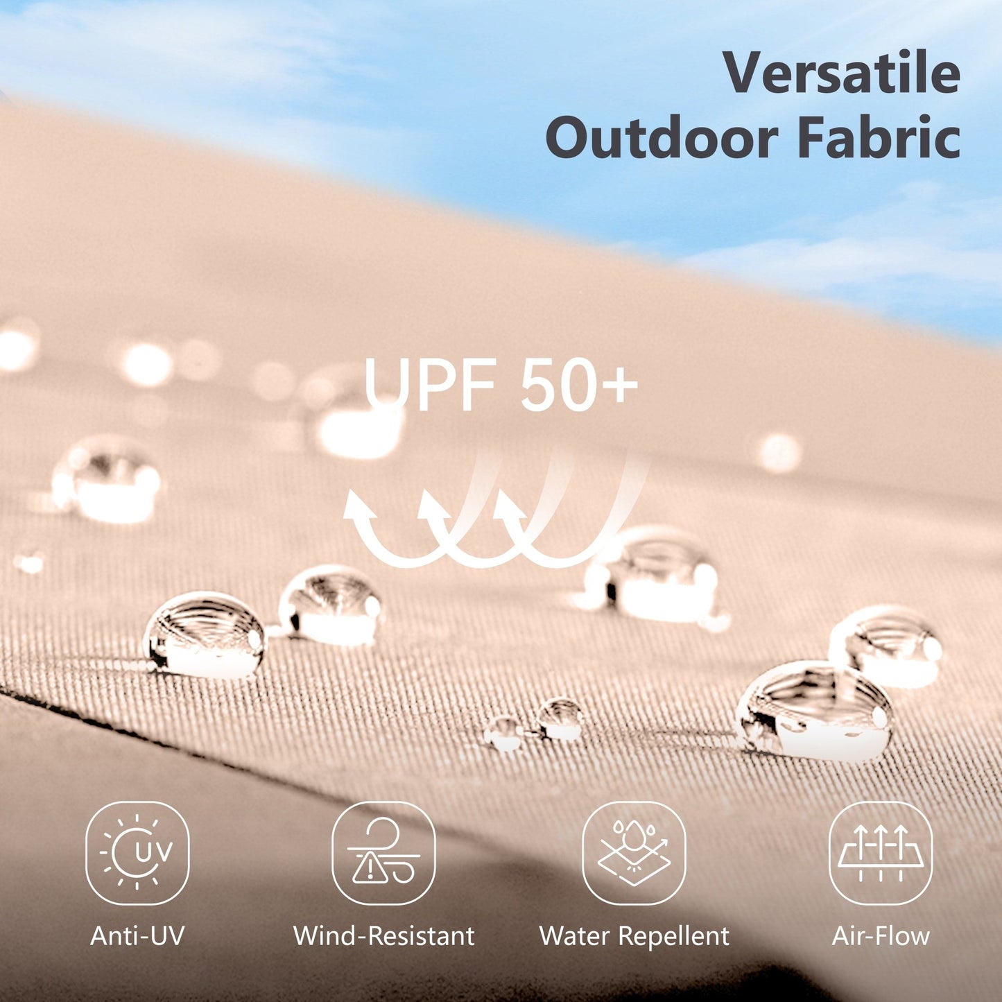 MAISON ARTS Parasol de jardin rectangulaire à manivelle de 4,5 mètres, double face, avec éclairage solaire à LED, pour terrasse, avec socle inclus.