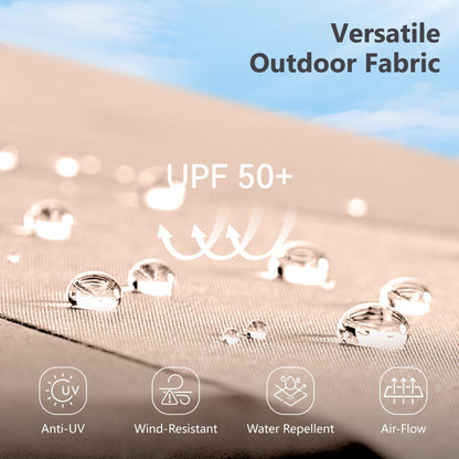 MAISON ARTS Parasol de jardin rectangulaire à manivelle de 4,5 mètres, double face, avec éclairage solaire à LED, pour terrasse, avec socle inclus.