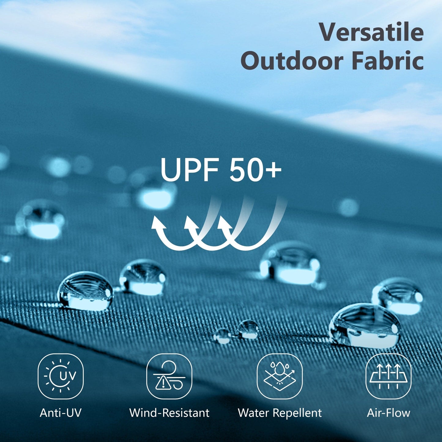 MAISON ARTS Parasol de jardin rectangulaire à manivelle de 4,5 mètres, double face, avec éclairage solaire à LED, pour terrasse, avec socle inclus.