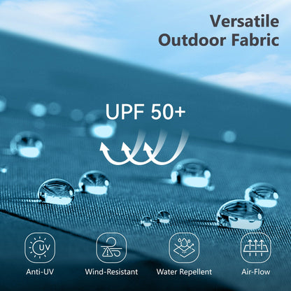 MAISON ARTS Parasol de jardin rectangulaire à manivelle de 4,5 mètres, double face, avec éclairage solaire à LED, pour terrasse, avec socle inclus.