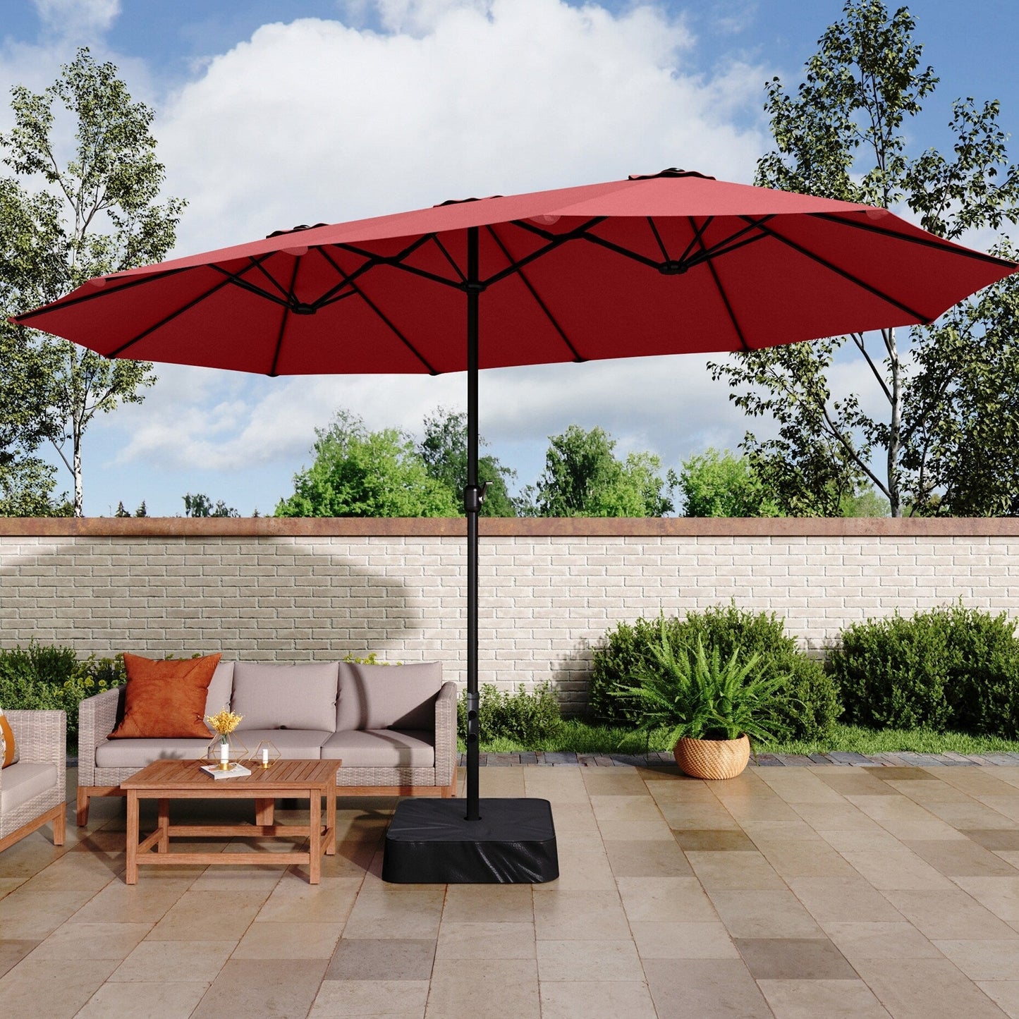 MAISON ARTS Parasol de terrasse extra large double face de 4,5 m avec socle inclus