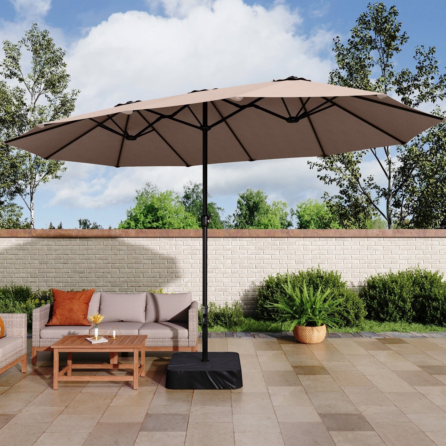 MAISON ARTS Parasol de terrasse extra large double face de 4,5 m avec socle inclus