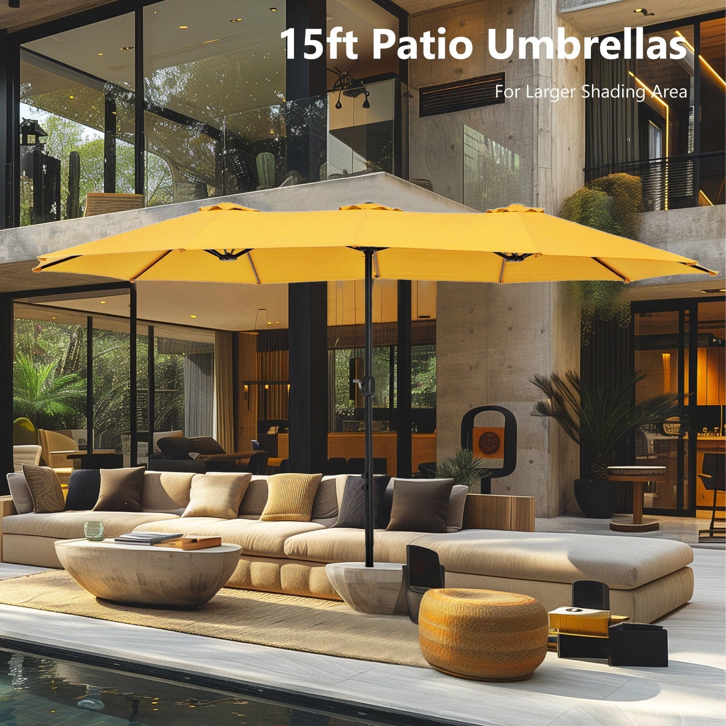MAISON ARTS Parasol de terrasse extra large double face de 4,5 m avec socle inclus