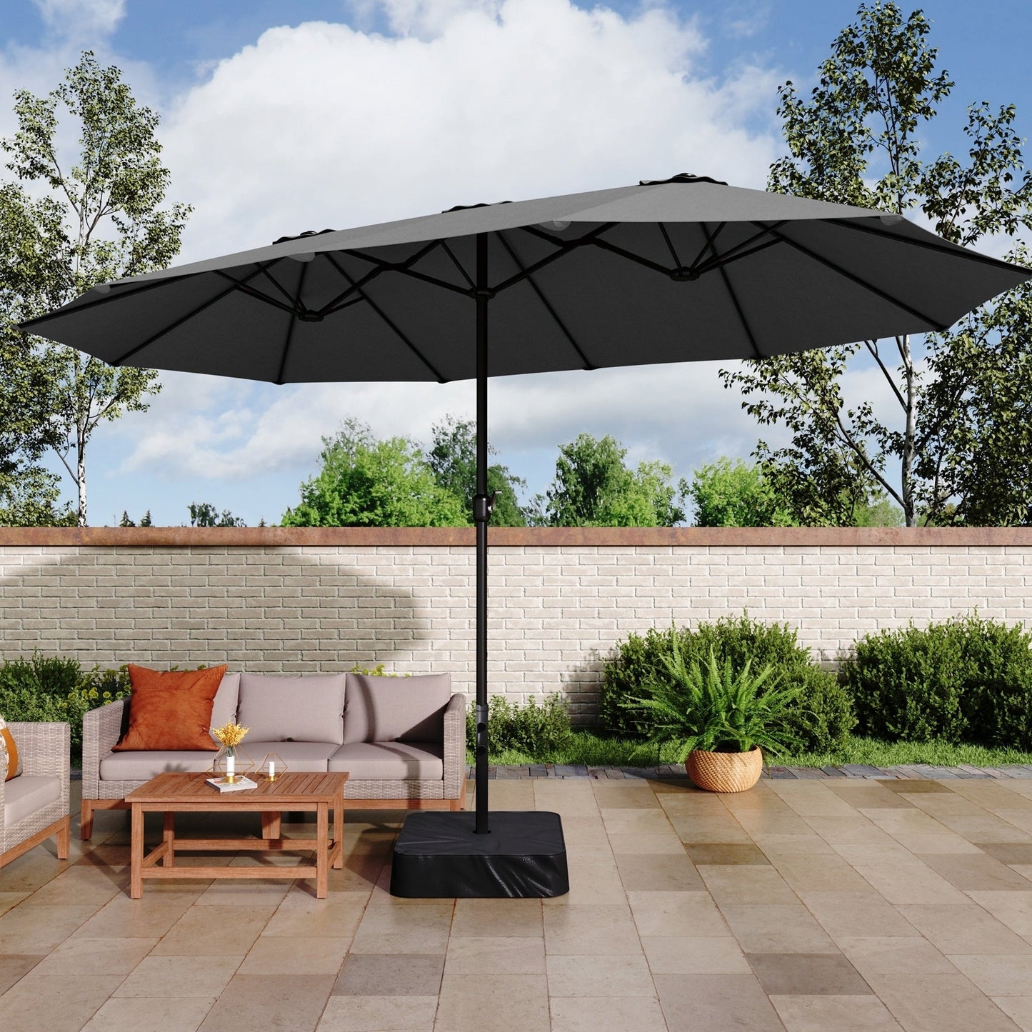 MAISON ARTS Parasol de terrasse extra large double face de 4,5 m avec socle inclus