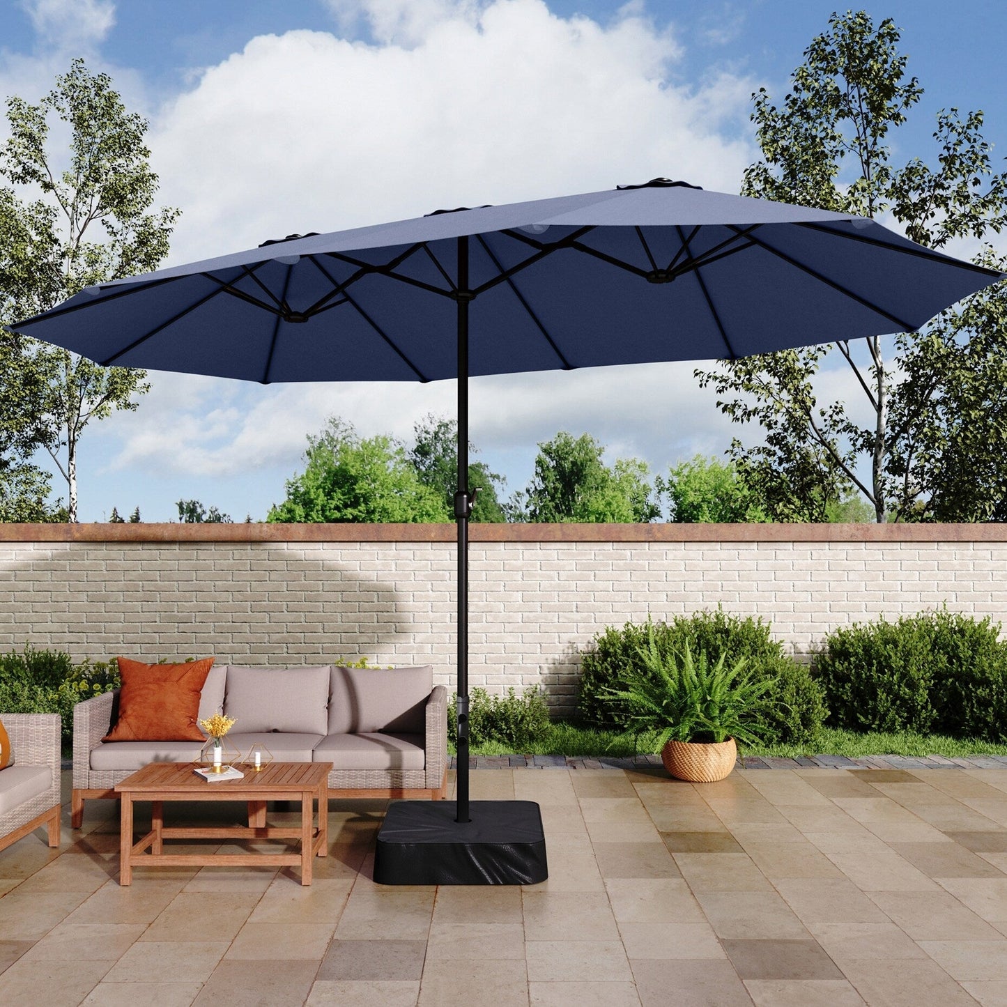 MAISON ARTS Parasol de terrasse extra large double face de 4,5 m avec socle inclus