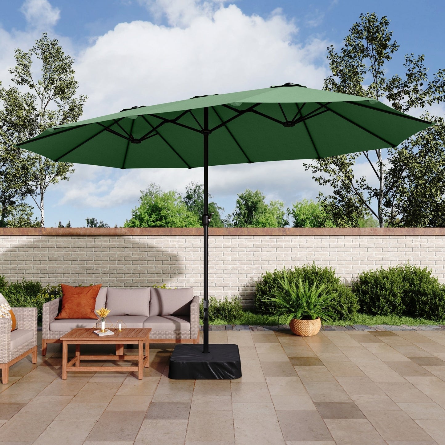 MAISON ARTS Parasol de terrasse extra large double face de 4,5 m avec socle inclus