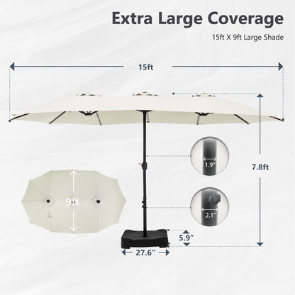 MAISON ARTS Parasol de terrasse extra large double face de 4,5 m avec socle inclus