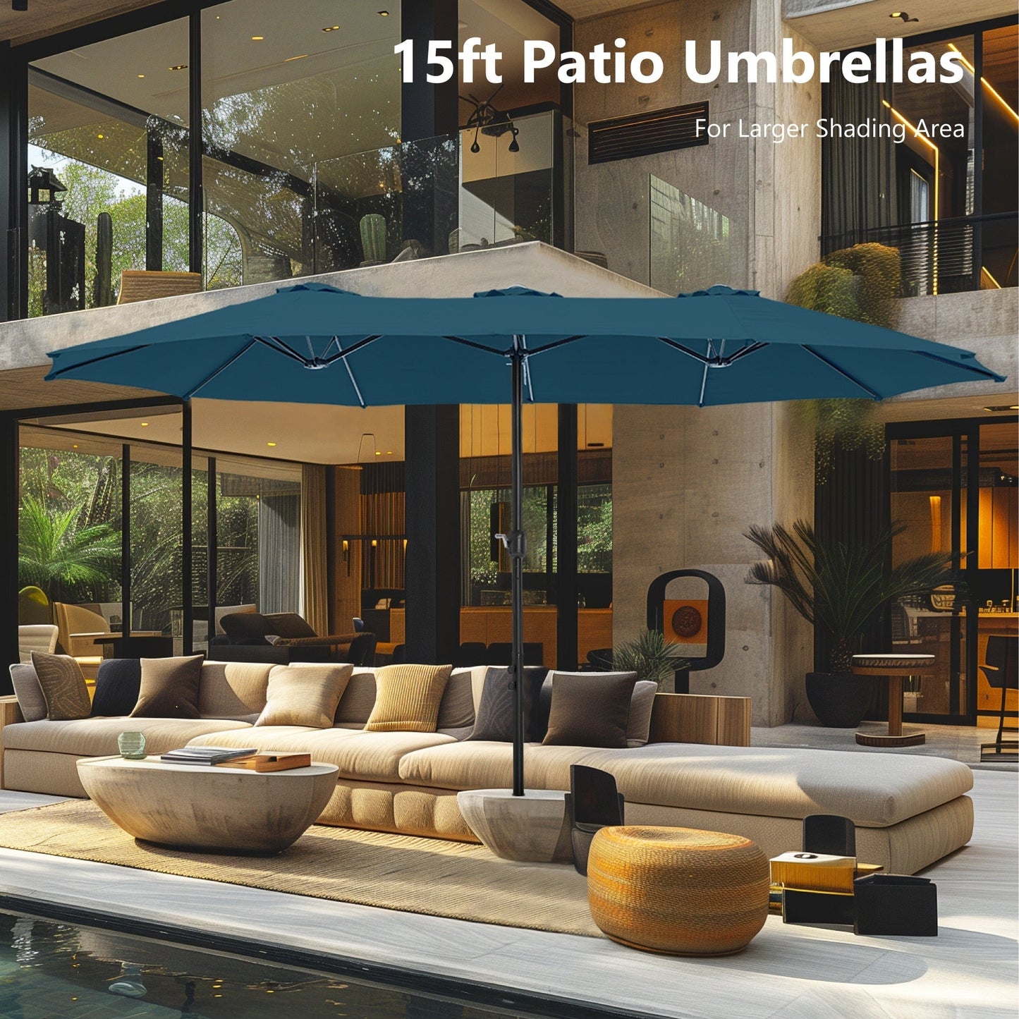 MAISON ARTS Parasol de terrasse extra large double face de 4,5 m avec socle inclus