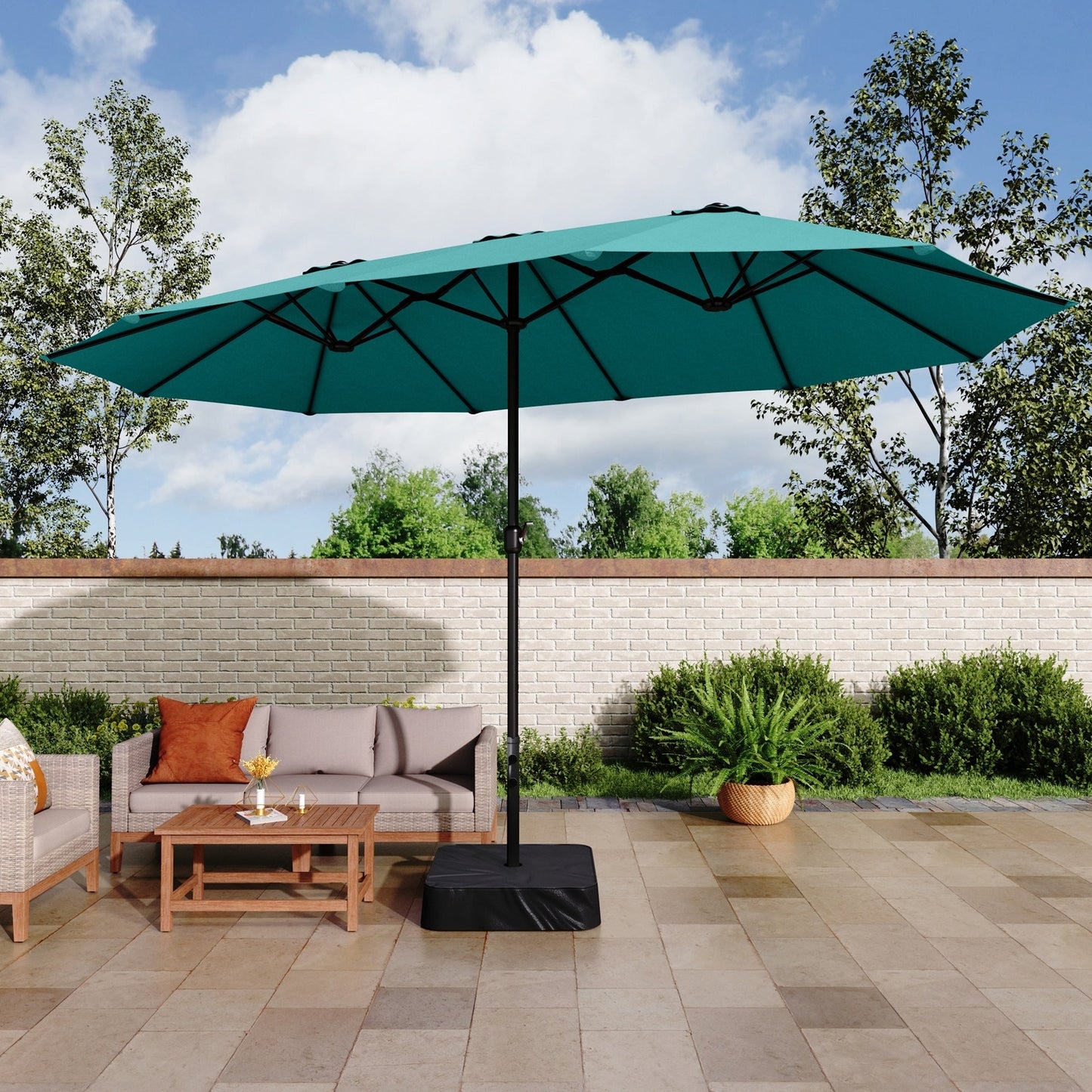 MAISON ARTS Parasol de terrasse extra large double face de 4,5 m avec socle inclus
