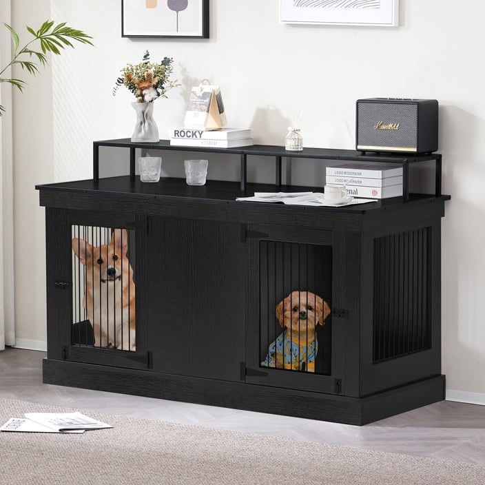 Mcombo Meuble TV en forme de niche pour chien, grand modèle, en bois avec double porte 1861
