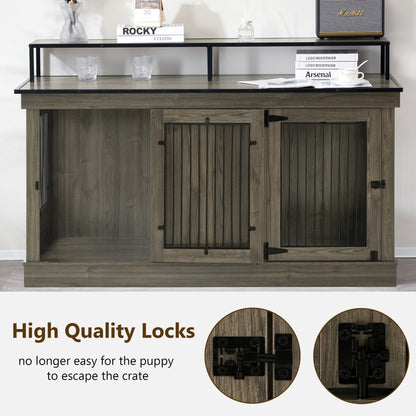 Mcombo Meuble TV en forme de niche pour chien, grand modèle, en bois avec double porte 1861