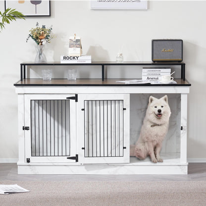 Mcombo Meuble TV en forme de niche pour chien, grand modèle, en bois avec double porte 1861