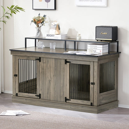 Mcombo Meuble TV en forme de niche pour chien, grand modèle, en bois avec double porte 1861