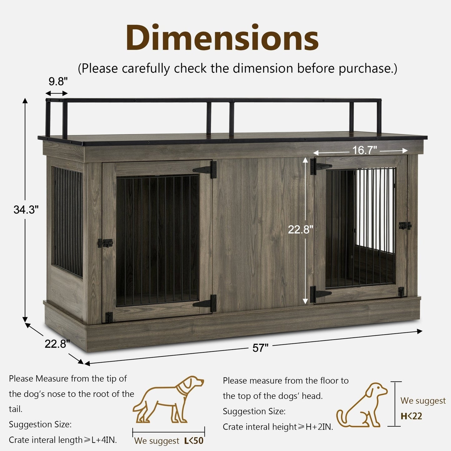 Mcombo Meuble TV en forme de niche pour chien, grand modèle, en bois avec double porte 1861