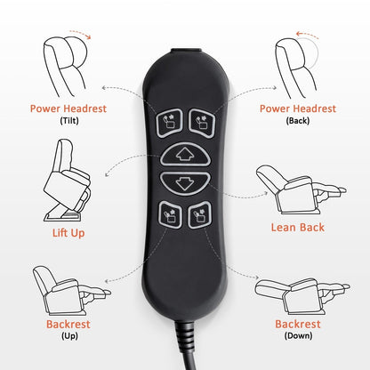 MCombo Fauteuil inclinable électrique à double moteur, large et spacieux, avec massage et double chauffage, pour personnes âgées de grande taille, tissu R7635