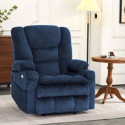 MCombo Fauteuil inclinable électrique à double moteur, large et spacieux, avec massage et double chauffage, pour personnes âgées de grande taille, tissu R7635