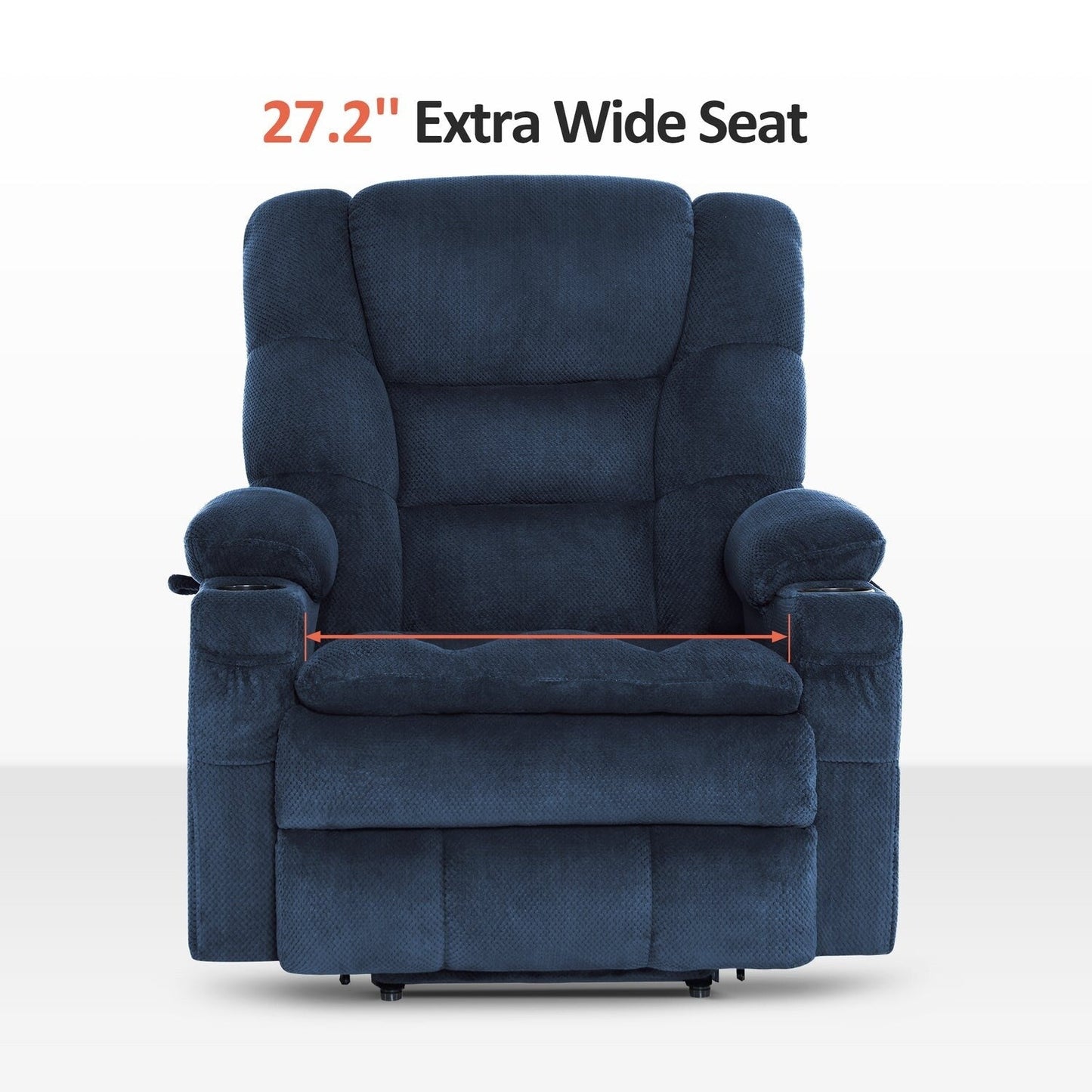 MCombo Fauteuil inclinable électrique à double moteur, large et spacieux, avec massage et double chauffage, pour personnes âgées de grande taille, tissu R7635