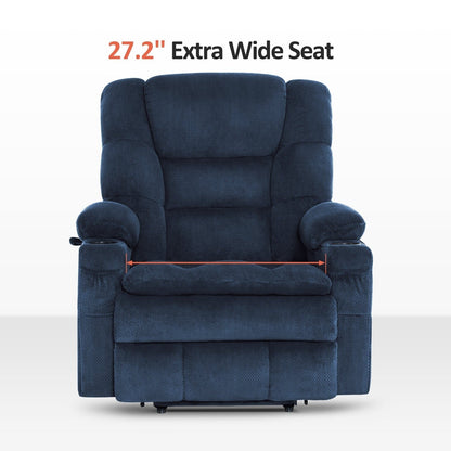 MCombo Fauteuil inclinable électrique à double moteur, large et spacieux, avec massage et double chauffage, pour personnes âgées de grande taille, tissu R7635