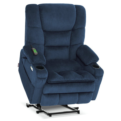 MCombo Fauteuil inclinable électrique à double moteur, large et spacieux, avec massage et double chauffage, pour personnes âgées de grande taille, tissu R7635