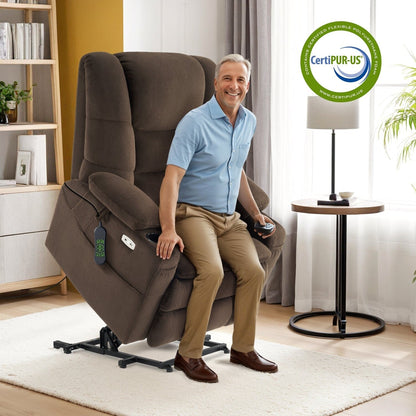 MCombo Fauteuil inclinable électrique à double moteur, large et spacieux, avec massage et double chauffage, pour personnes âgées de grande taille, tissu R7635