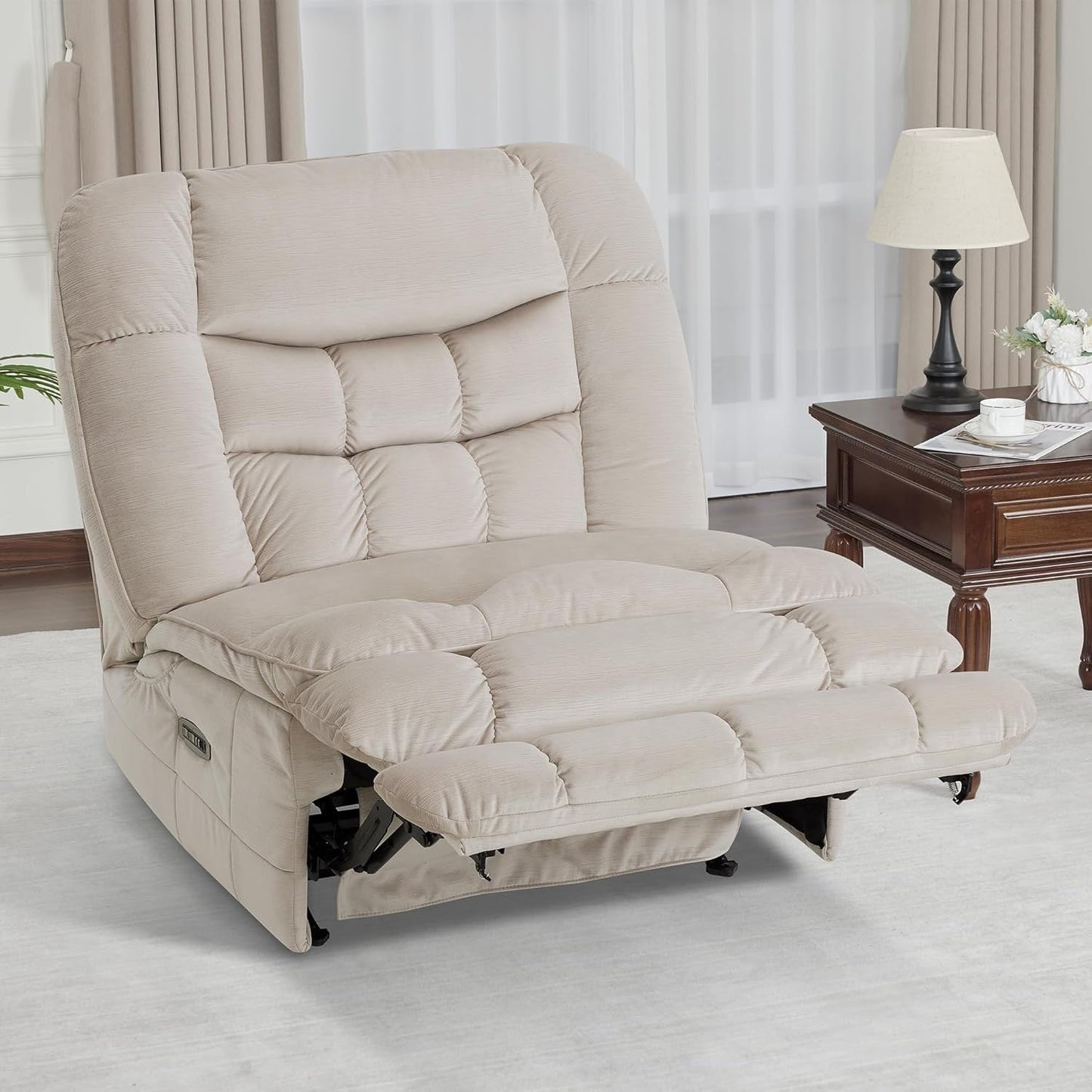 Fauteuil inclinable électrique à double moteur sans accoudoirs MCombo, modèle PR607, avec fonction basculante, idéal pour le salon, en tissu.
