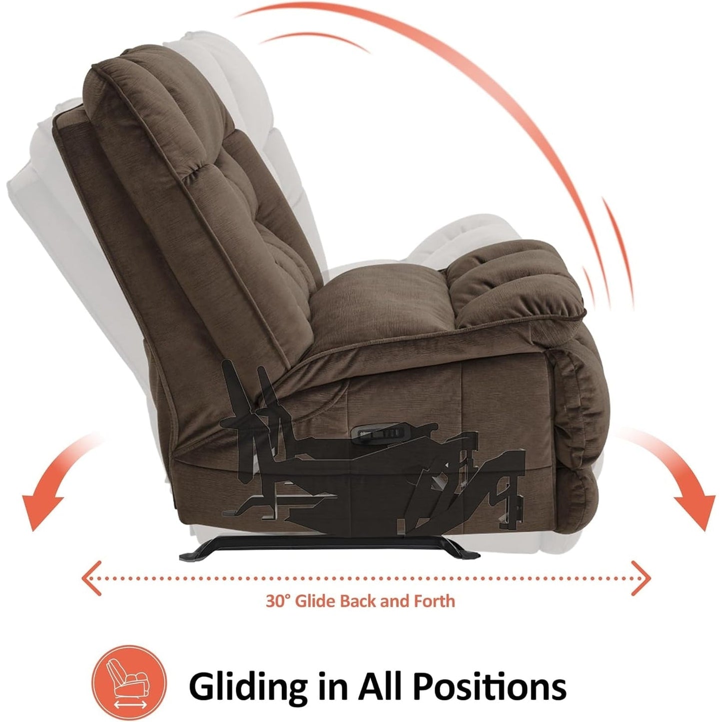 Fauteuil inclinable électrique à double moteur sans accoudoirs MCombo, modèle PR607, avec fonction basculante, idéal pour le salon, en tissu.