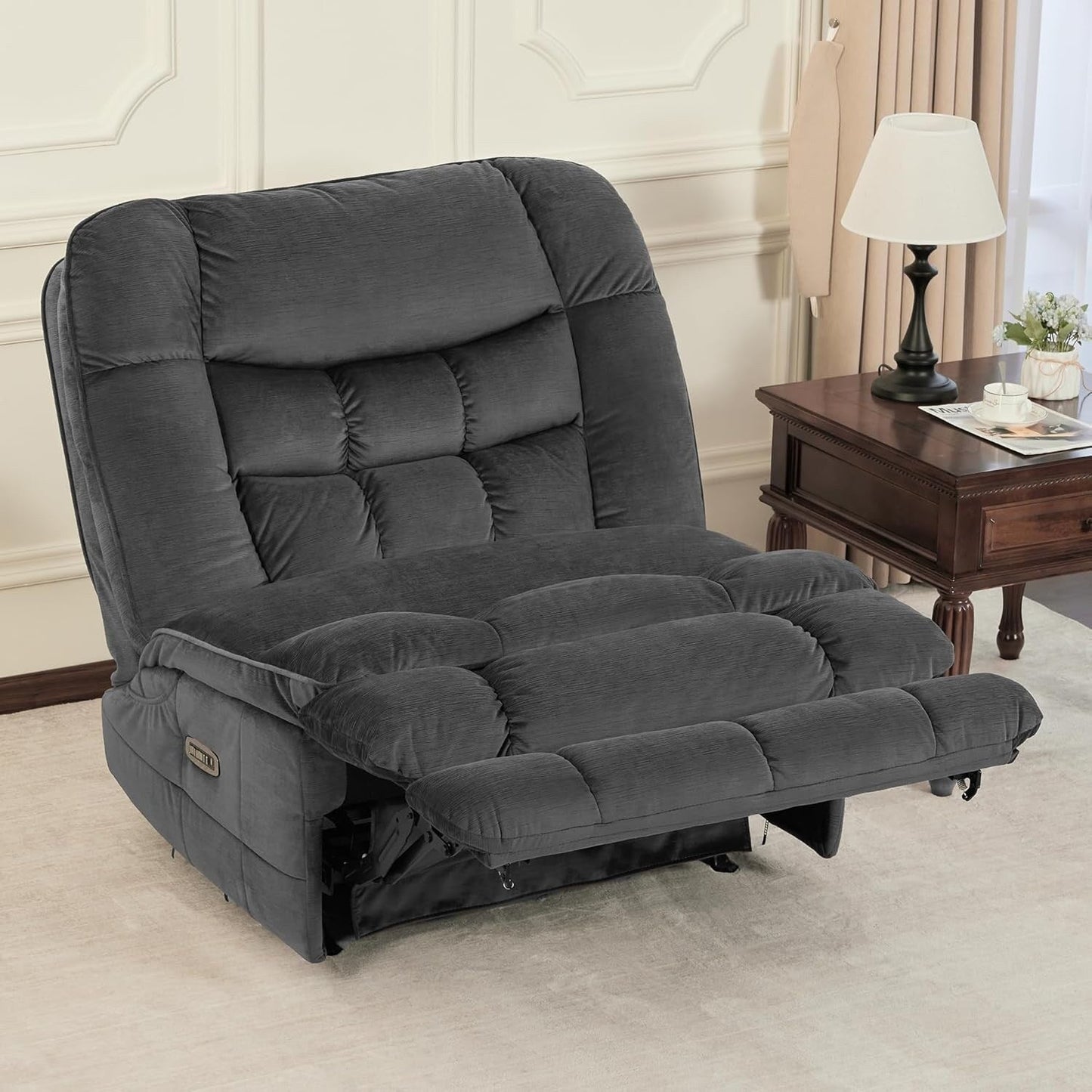 Fauteuil inclinable électrique à double moteur sans accoudoirs MCombo, modèle PR607, avec fonction basculante, idéal pour le salon, en tissu.