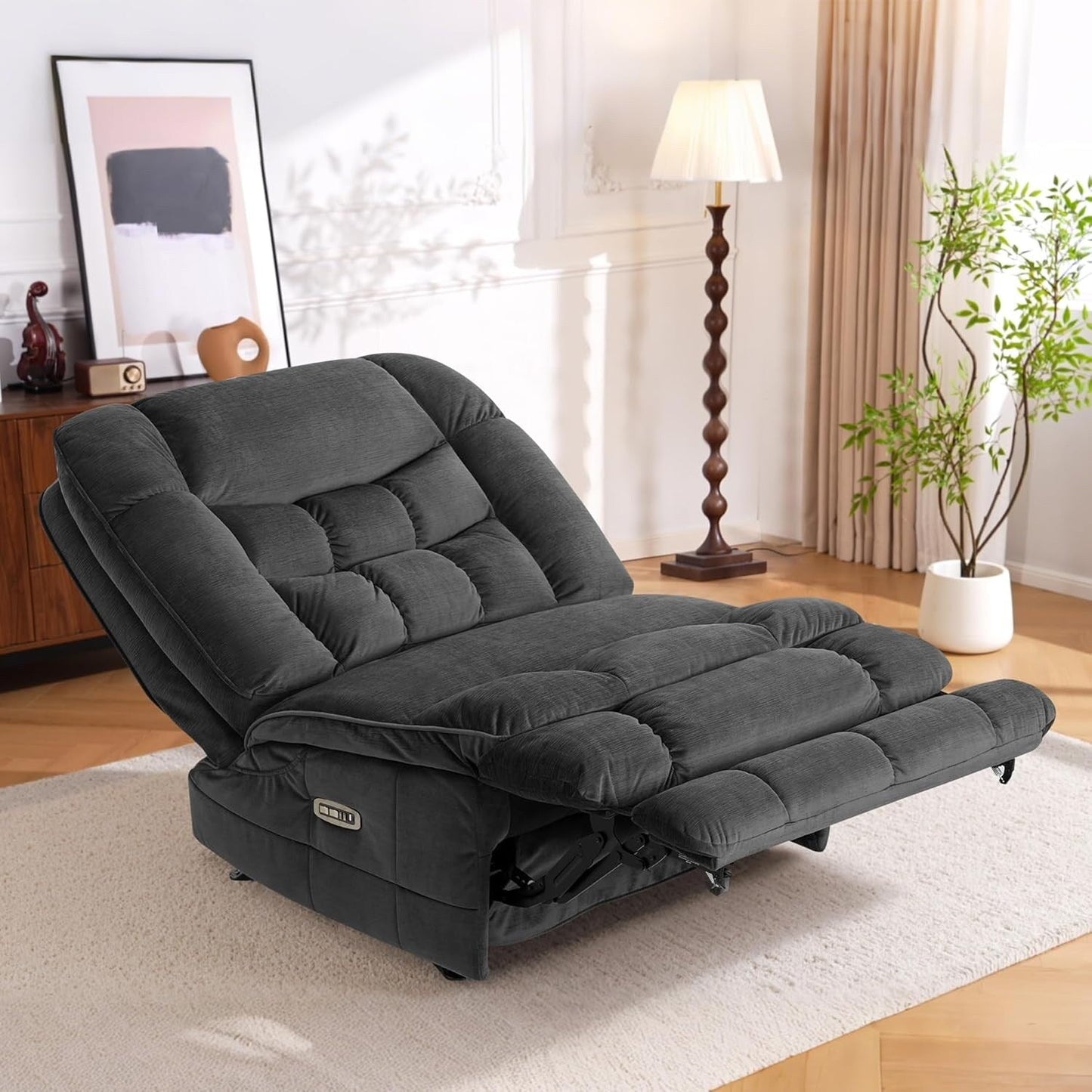 Fauteuil inclinable électrique à double moteur sans accoudoirs MCombo, modèle PR607, avec fonction basculante, idéal pour le salon, en tissu.