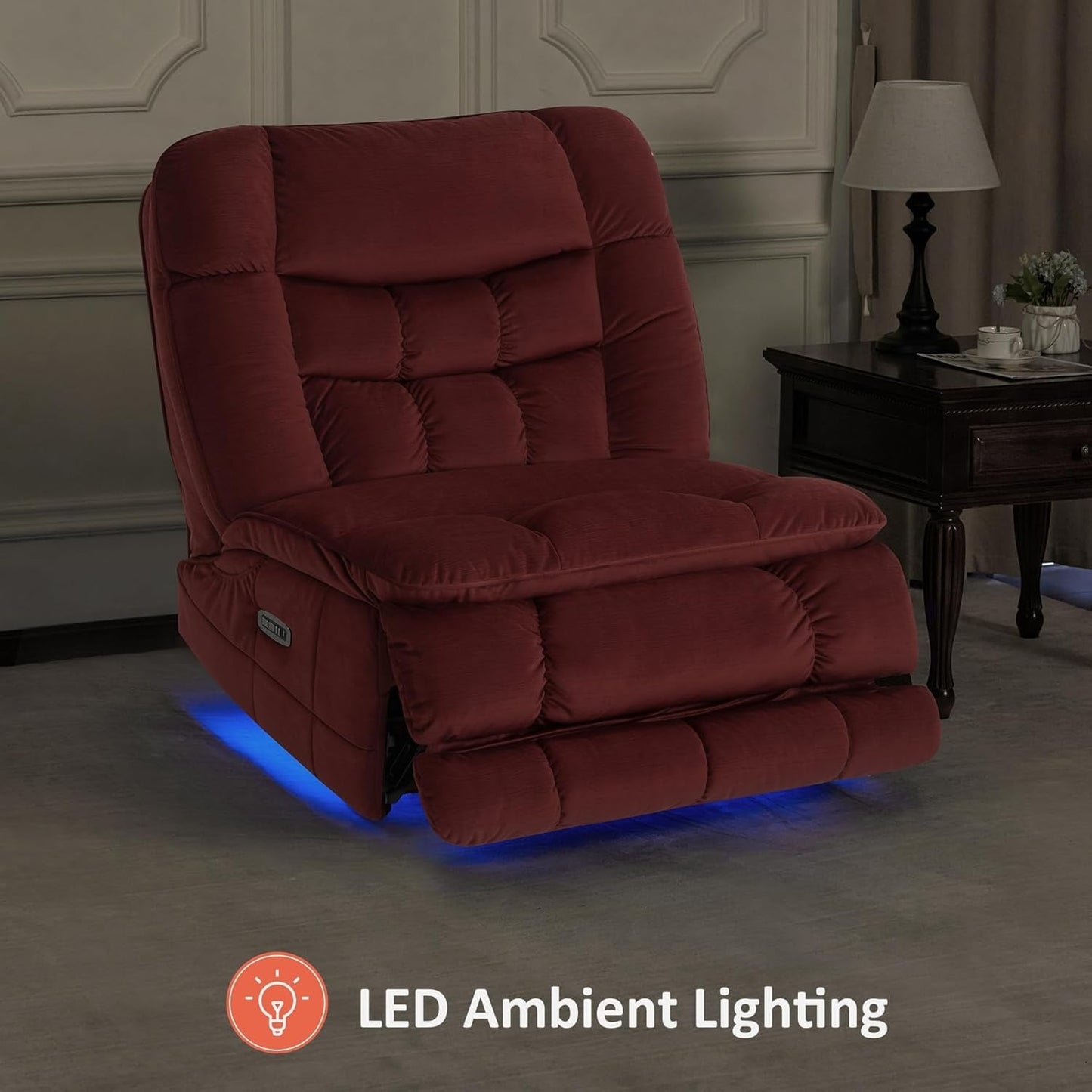 Fauteuil inclinable électrique à double moteur sans accoudoirs MCombo, modèle PR607, avec fonction basculante, idéal pour le salon, en tissu.