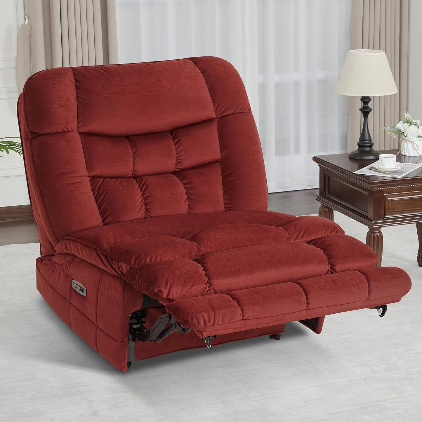 Fauteuil inclinable électrique à double moteur sans accoudoirs MCombo, modèle PR607, avec fonction basculante, idéal pour le salon, en tissu.