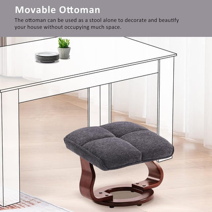 MCombo Ensemble de 2 fauteuils inclinables pivotants avec repose-pieds et coussin cervical, tissu chenille