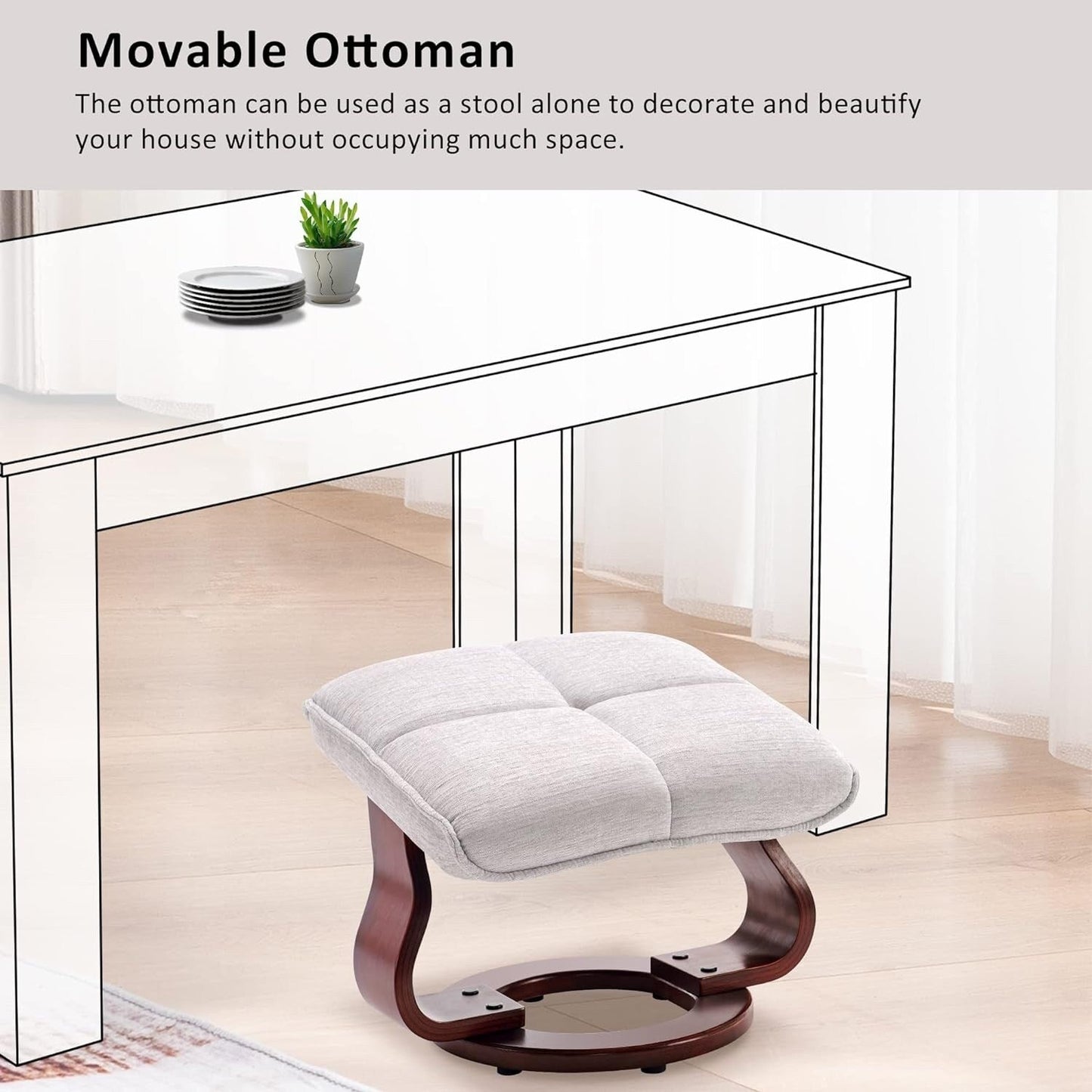 MCombo Ensemble de 2 fauteuils inclinables pivotants avec repose-pieds et coussin cervical, tissu chenille