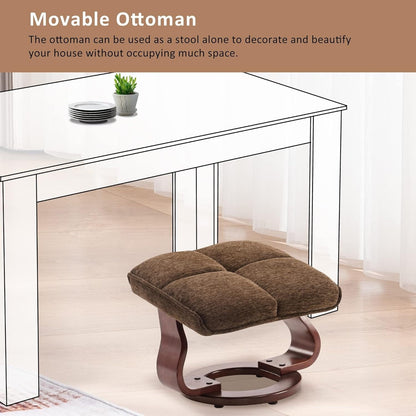 MCombo Ensemble de 2 fauteuils inclinables pivotants avec repose-pieds et coussin cervical, tissu chenille