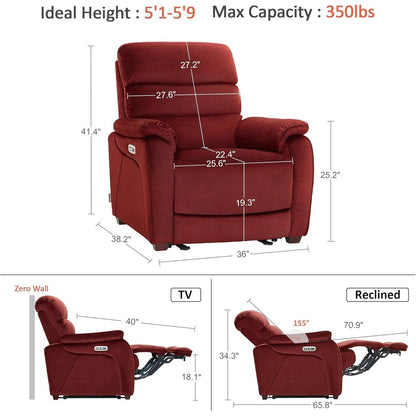 MCombo Zero Fauteuil inclinable électrique à dossier basculant avec appuie-tête réglable, parfait pour les petits espaces et les véhicules de loisirs, tissu ST257