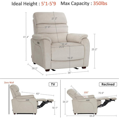 MCombo Zero Fauteuil inclinable électrique à dossier basculant avec appuie-tête réglable, parfait pour les petits espaces et les véhicules de loisirs, tissu ST257