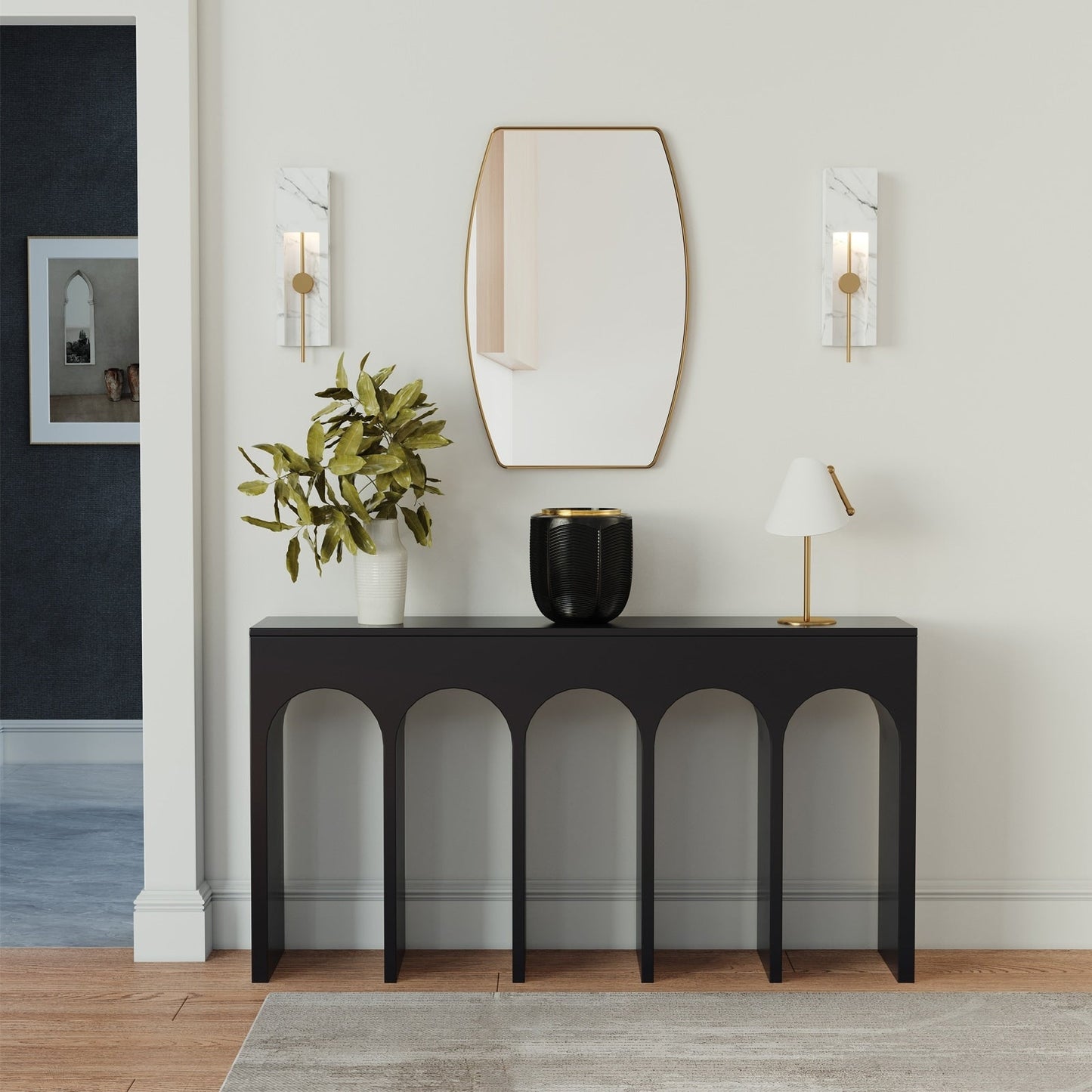 Miroir mural rectangulaire en métal MacLuu