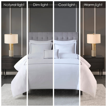 Ensemble de housse de couette brodée en satin de coton 100 % de la collection de luxe Madison Park Signature à 500 fils au pouce carré.