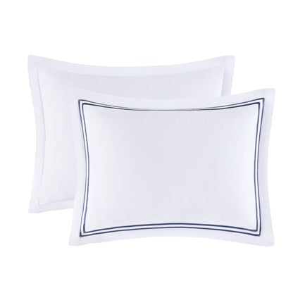 Ensemble de housse de couette brodée en satin de coton 100 % de la collection de luxe Madison Park Signature à 500 fils au pouce carré.