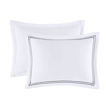 Ensemble de housse de couette brodée en satin de coton 100 % de la collection de luxe Madison Park Signature à 500 fils au pouce carré.