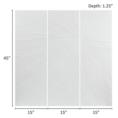 Ensemble de 3 tableaux muraux en résine multidimensionnelle, style triptyque, à motif de soleil rayonnant, peint à la main, de la marque Madison Park Signature.