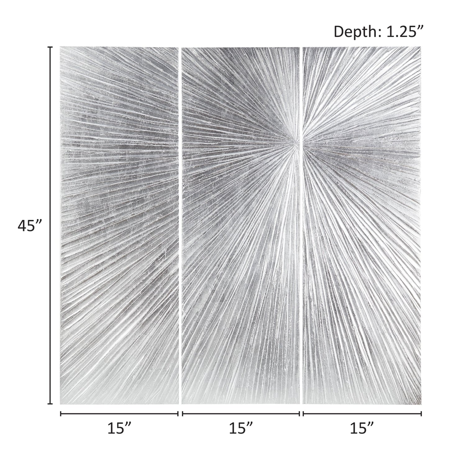 Ensemble de 3 tableaux muraux en résine multidimensionnelle, style triptyque, à motif de soleil rayonnant, peint à la main, de la marque Madison Park Signature.